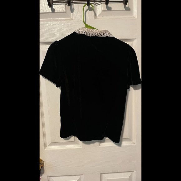 A Precious Past Modcloth Dangerfield black velvet lace button blouse NWT - Picture 6 of 7